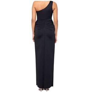 Calvin Klein Beaded Details One Shoulder Dark Gray Maxi Woman Dress Size 16